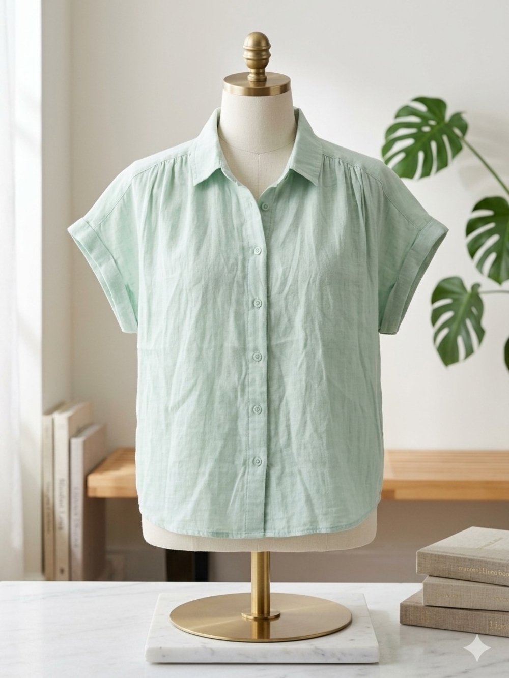 NWT Light Mint Short-Sleeve Button-Down Shirt